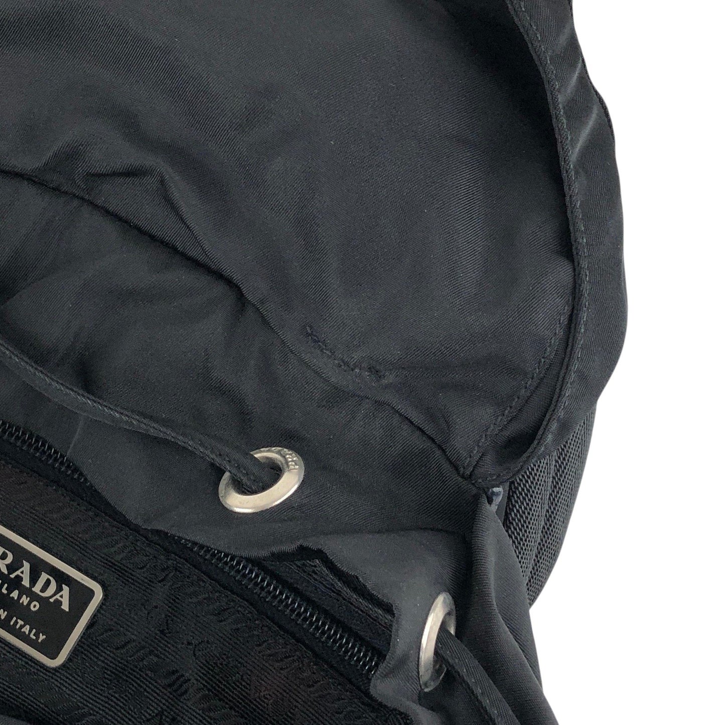 PRADA Tessuto Triangle Logo Front Buckle Backpack Black Vintage bde87k