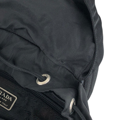 PRADA Tessuto Triangle Logo Front Buckle Backpack Black Vintage bde87k