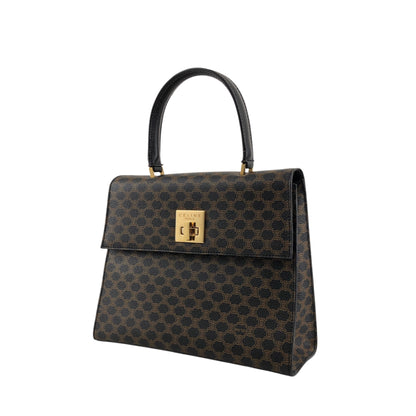 CELINE Macadam Turn Lock Handbag Black Vintage 75x5vx