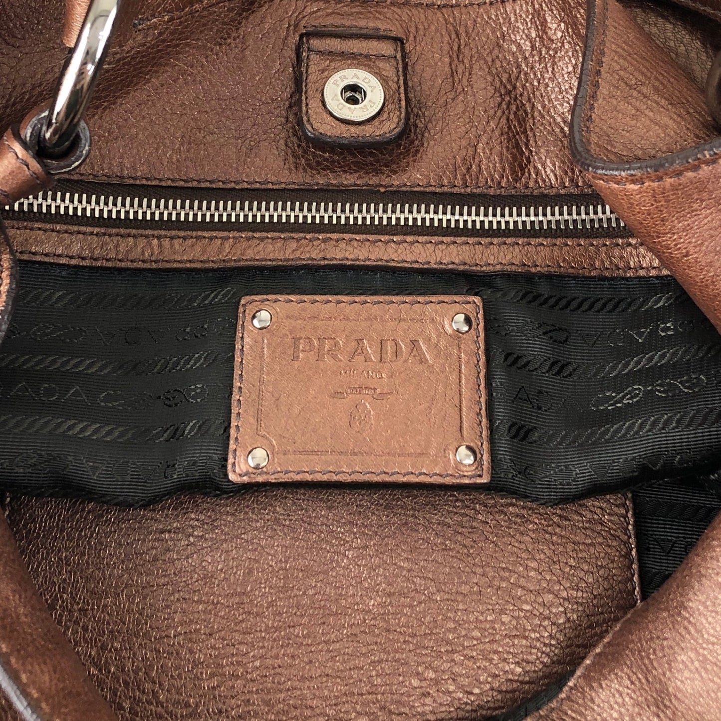 PRADA Logo Shoulder bag Hobobag Brown Vintage ufndas