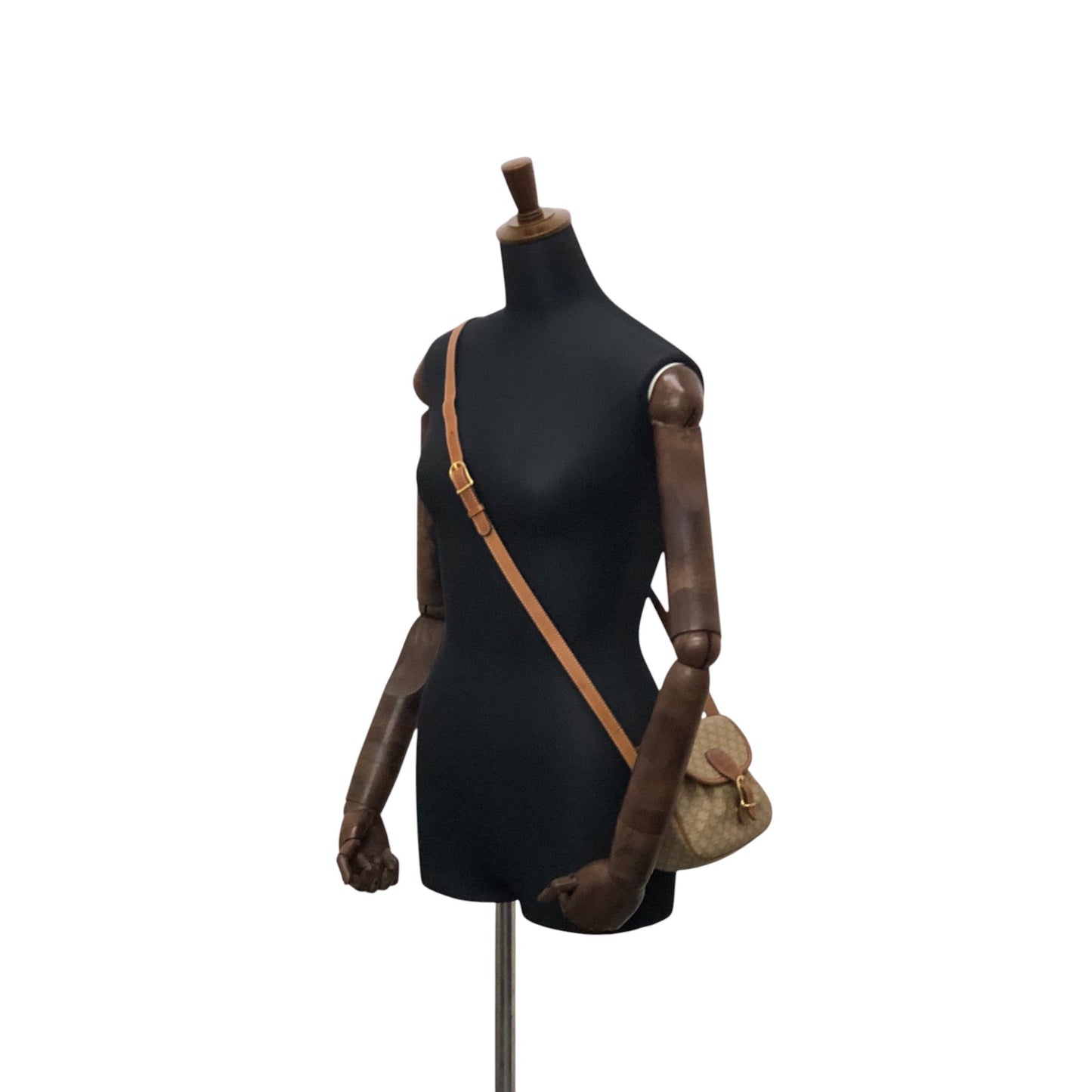 CELINE Macadam Triomphe Front Buckle Shoulder bag Beige Vintage xwff8x