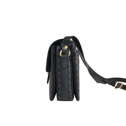 CELINE Macadam Front Buckle Shoulder bag Black Vintage n5nr8t