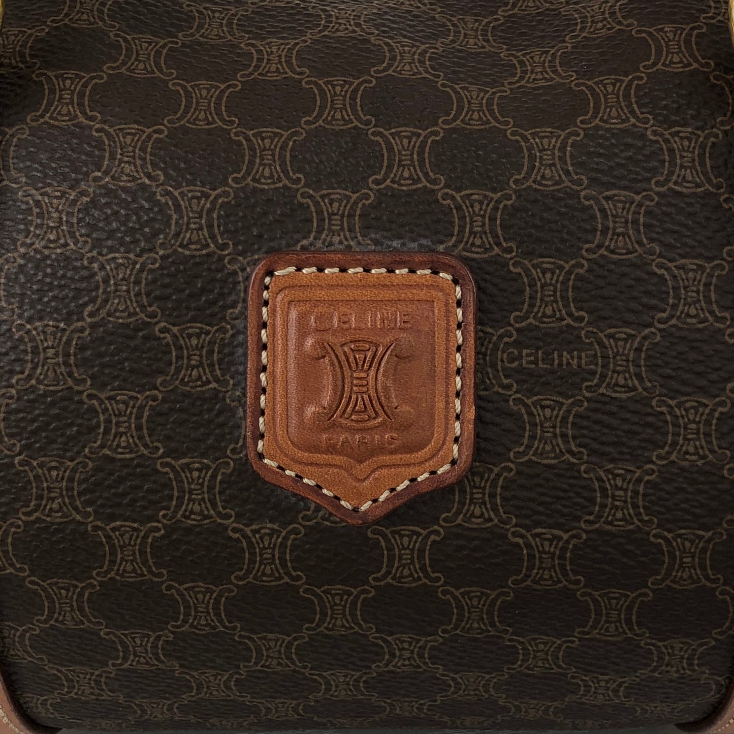 CELINE Macadam Blason Handbag Brown Vintage 3wk4bc