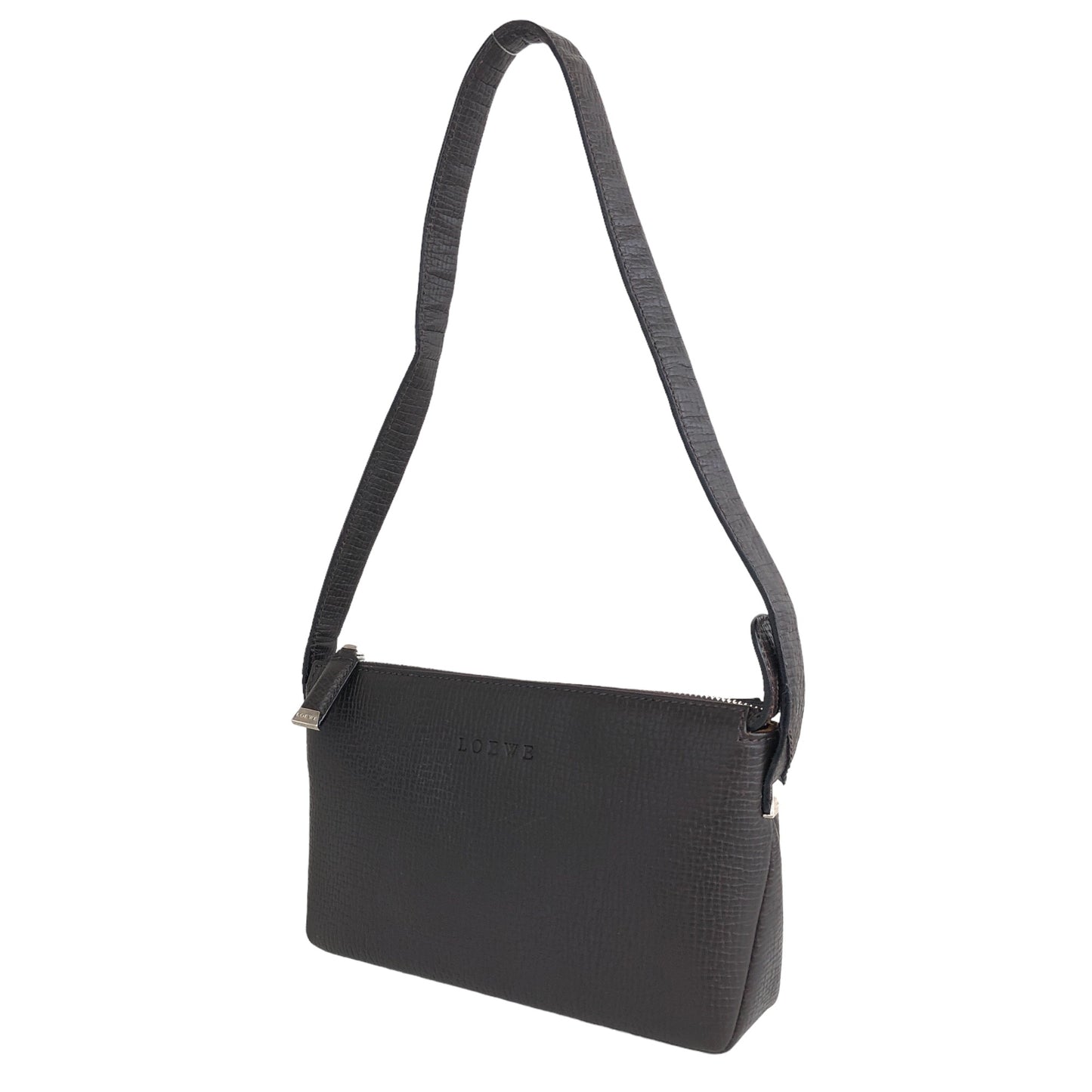 LOEWE Logo Leather Shoulder bag Brown Vintage spf3af