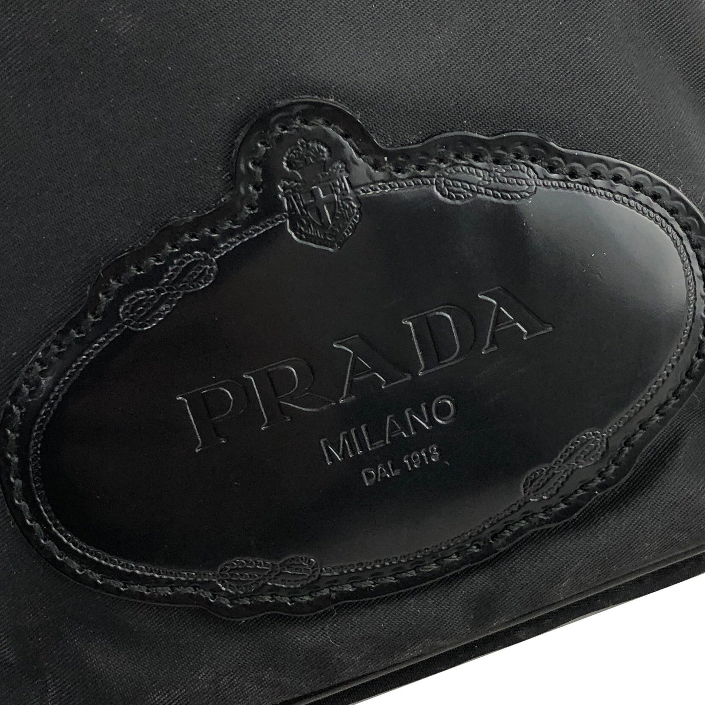 PRADA Logo Motif Nylon Drawstring Handbag Black Vintage 7tkxmg