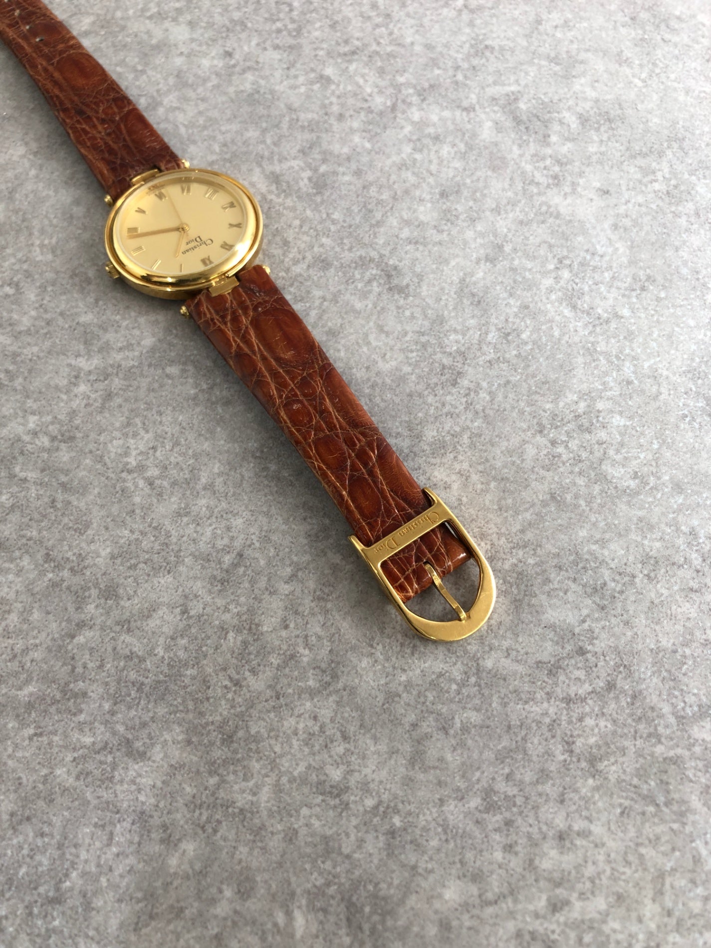Christian Dior Watch Gold×Brown Vintage 3006 7ivzj6