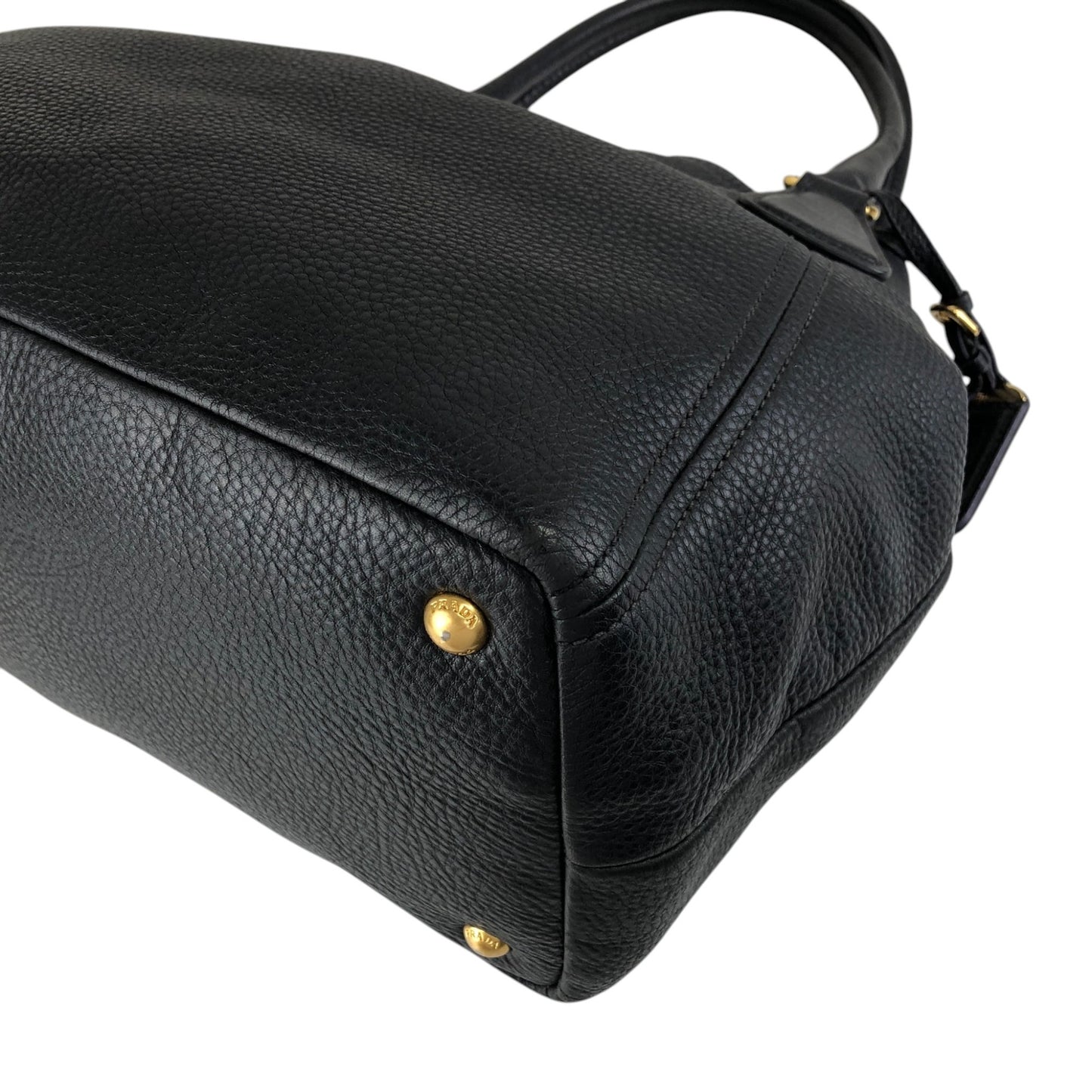 PRADA Logo Handbag Black BN2534 Vintage 6ubit3