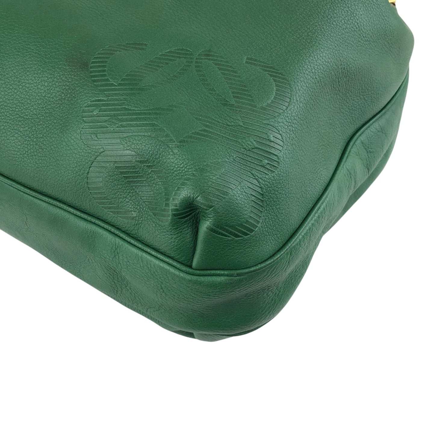 LOEWE Anagram Drawstring Shoulder bag Green Vintage 4p76em