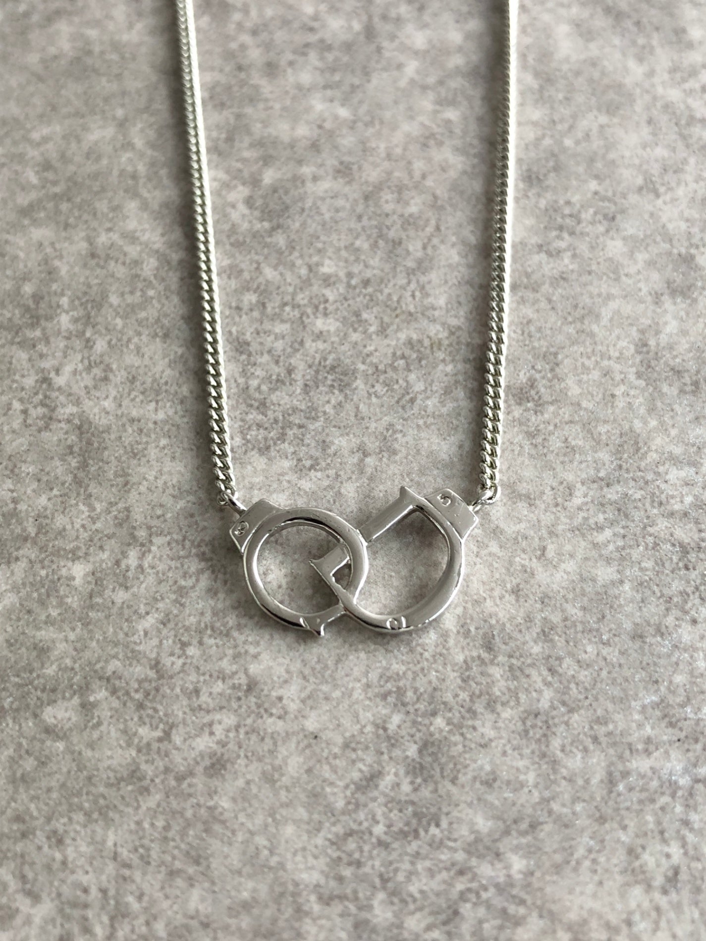Christian Dior Handcuffs Motif Necklace Silver Vintage cnsnxp