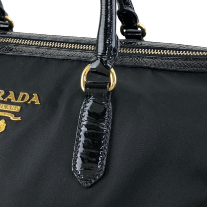 PRADA Logo Handbag Boston bag Black Vintage czrvv6