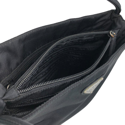PRADA Tessuto Triangle Logo Handbag Black Vintage niprvk