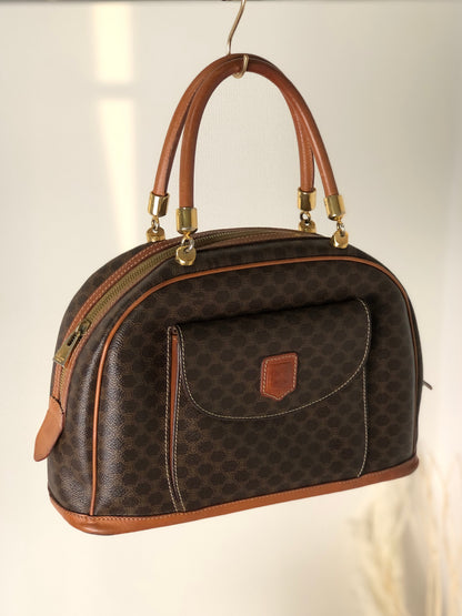 CELINE Macadam  PVC Leather Handbag Brown Vintage btm26x