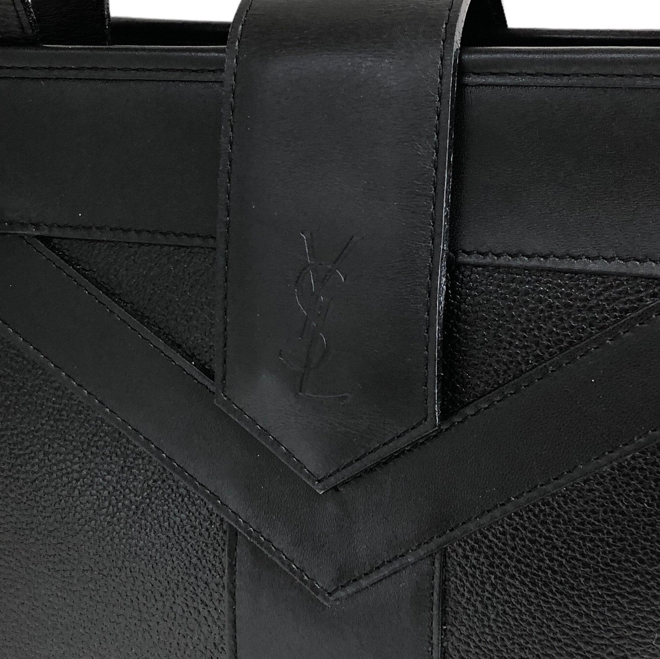 Yves Saint Laurent YSL Logo  Leather Shoulder bag Totebag Black Vintage xniy28