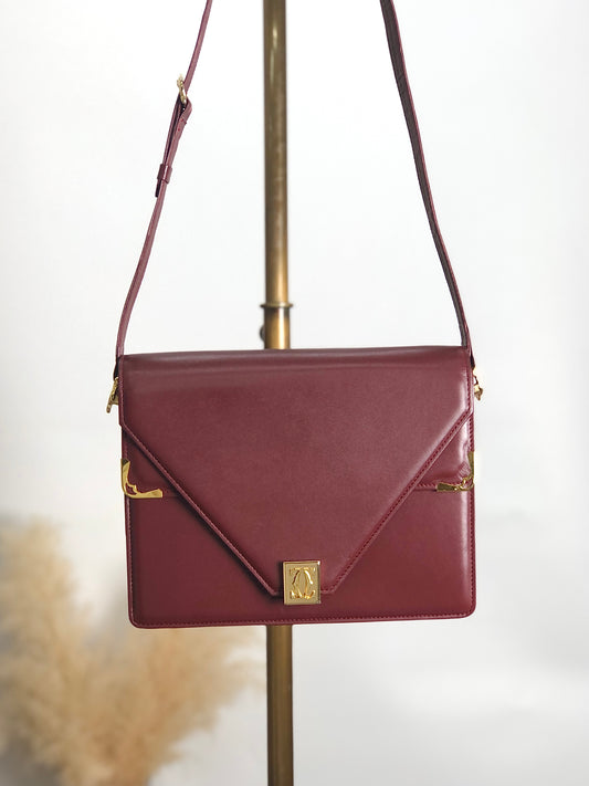 Cartier Logo Shoulder bag Bordeaux Vintage pzxb5v