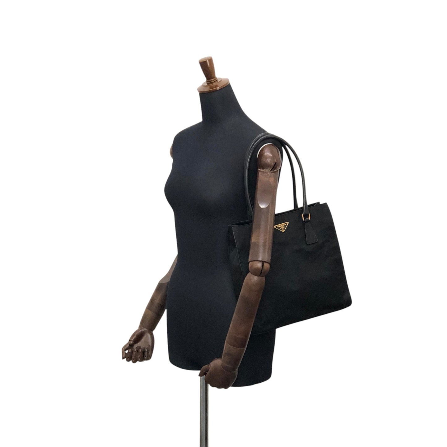 PRADA Tessuto Triangle Logo Totebag Black Vintage xs7v7s