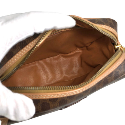 CELINE Macadam Gancini Shoulder bag Brown Vintage ymrfek