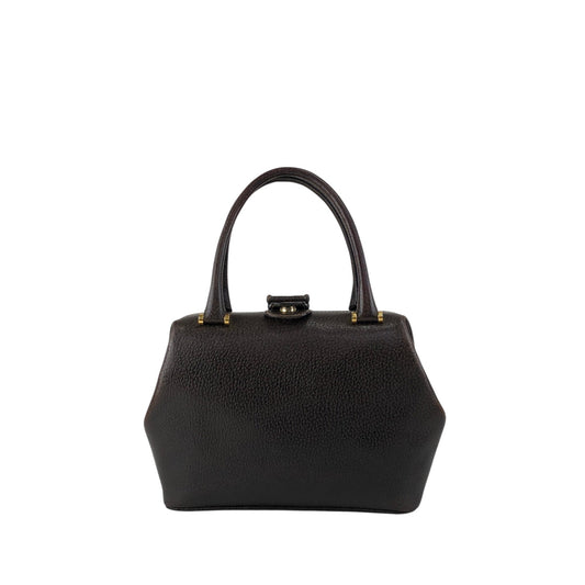 GUCCI Metal Clasp Handbag Brown Vintage fva3h4