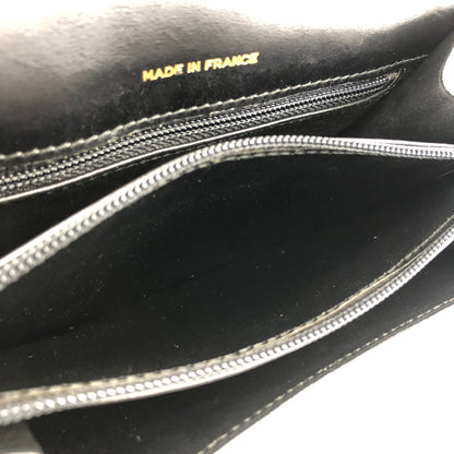 CELINE Gancini Leather Round Crossbody Shoulder bag Black Vintage 5ec6bk