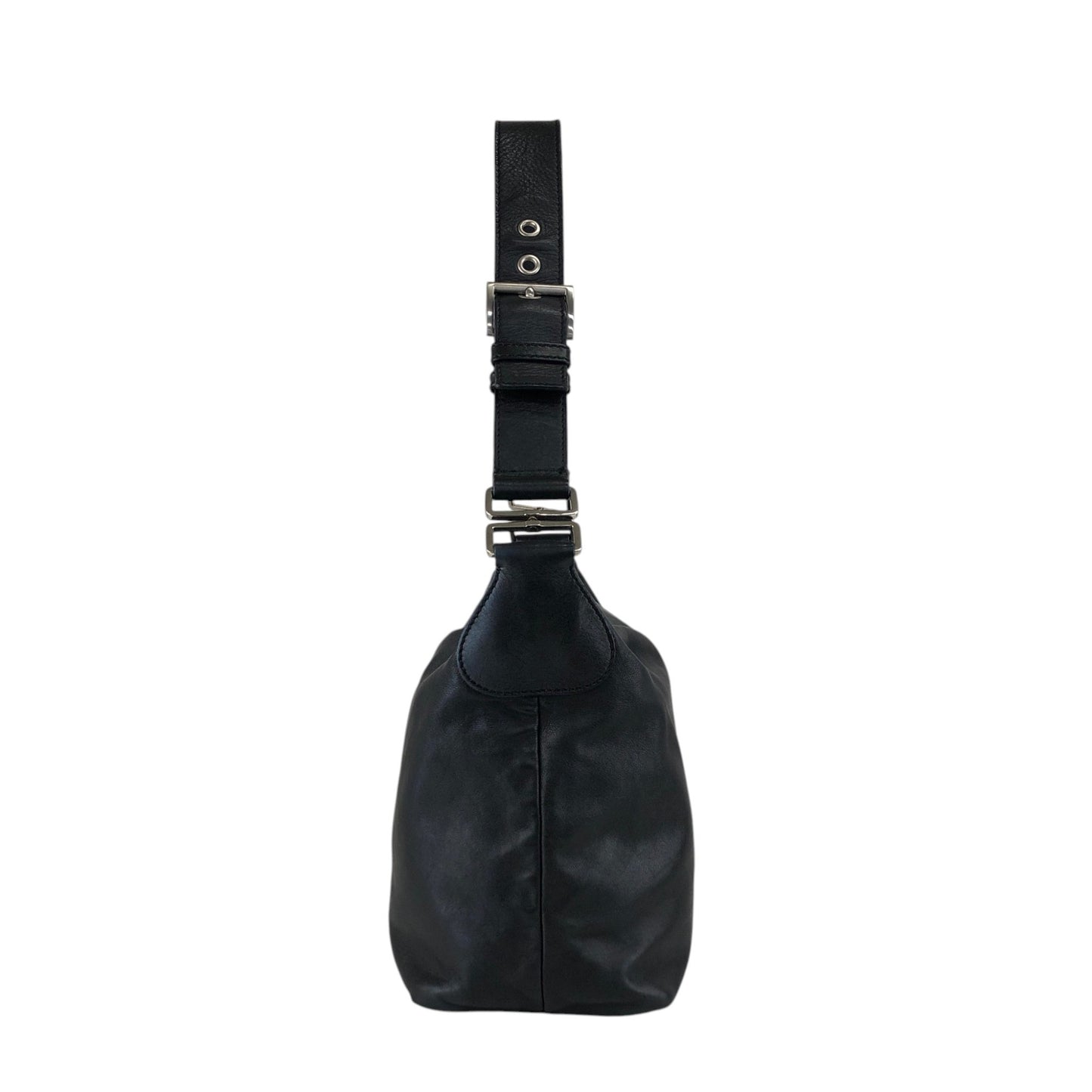 PRADA Logo Embossed Shoulder bag Hobobag Brown Vintage d2egiw