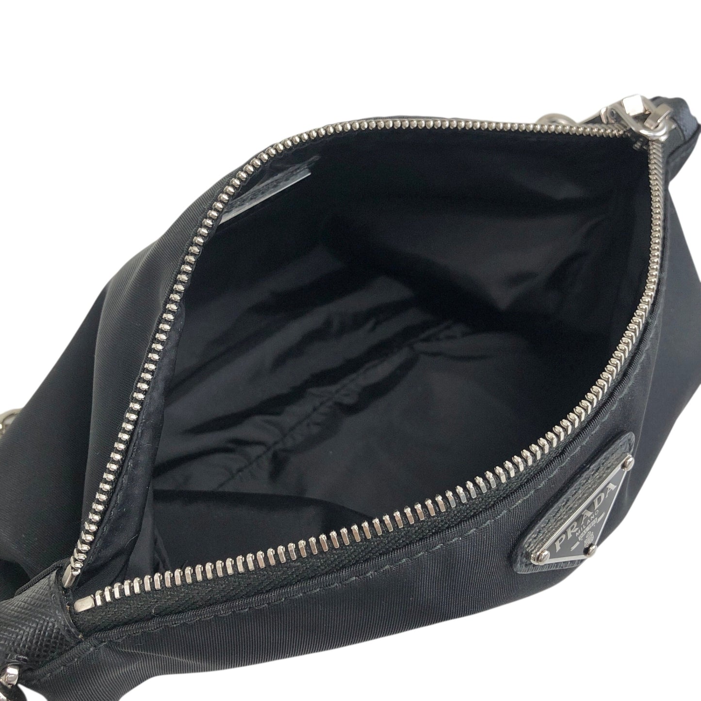 PRADA Triangle Logo Small Chain Handbag Black Vintage jtvddc
