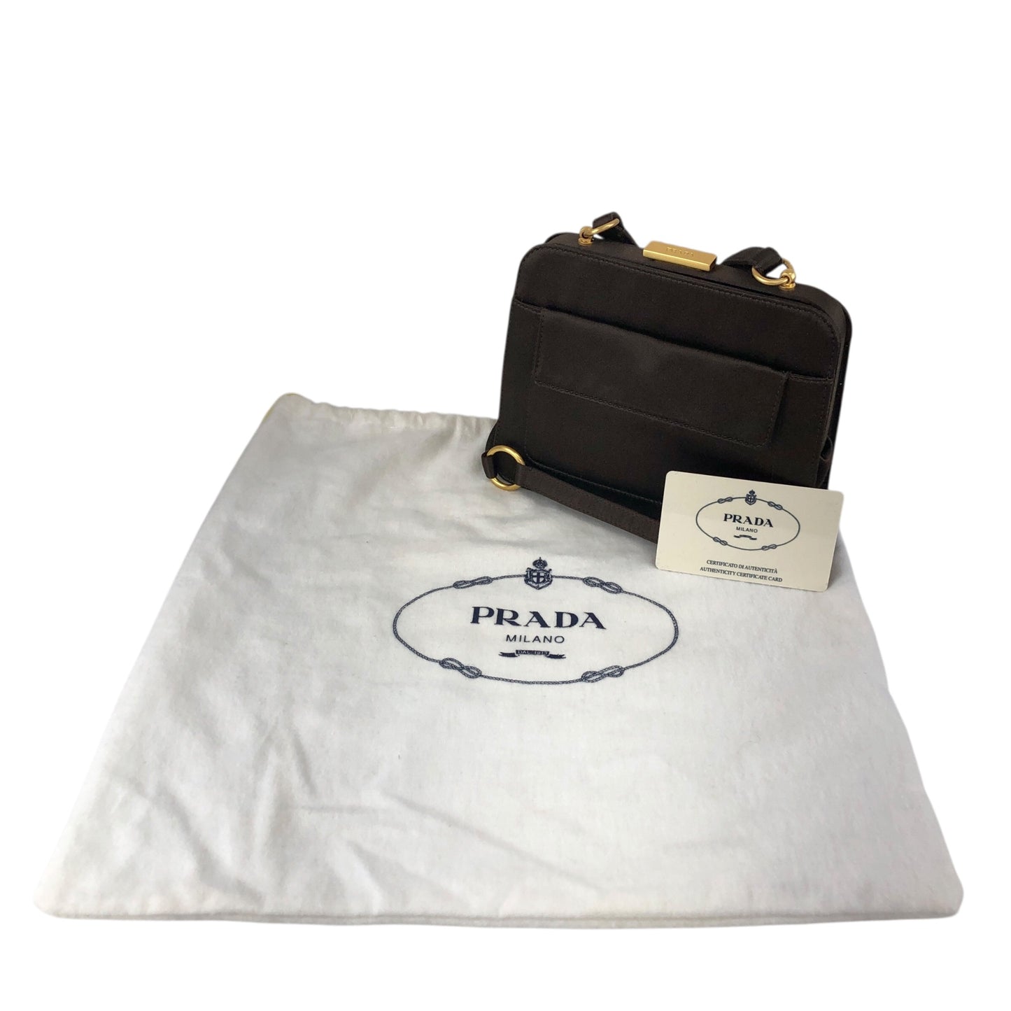 PRADA Metal Closure Shoulder bag Brown Vintage z6hamg