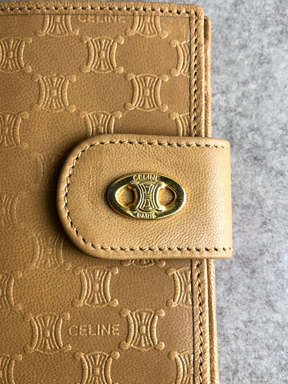 CELINE Blason Folded Wallet Camel Vintage yh355a