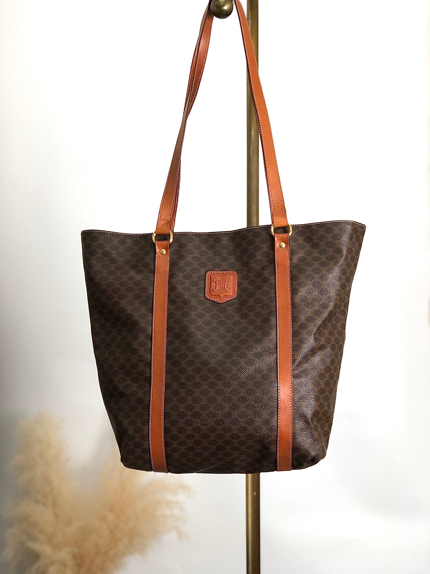 CELINE Macadam Blason Shoulder bag Totebag Brown Vintage u7fud7
