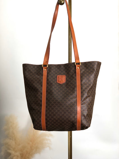 CELINE Macadam Blason Shoulder bag Totebag Brown Vintage u7fud7