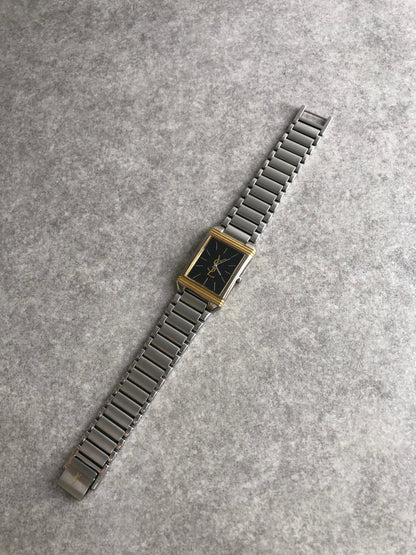 Yves Saint Laurent YSL Logo Quartz Watch Silver×Gold 5421-H04724 Vintage syzsmm