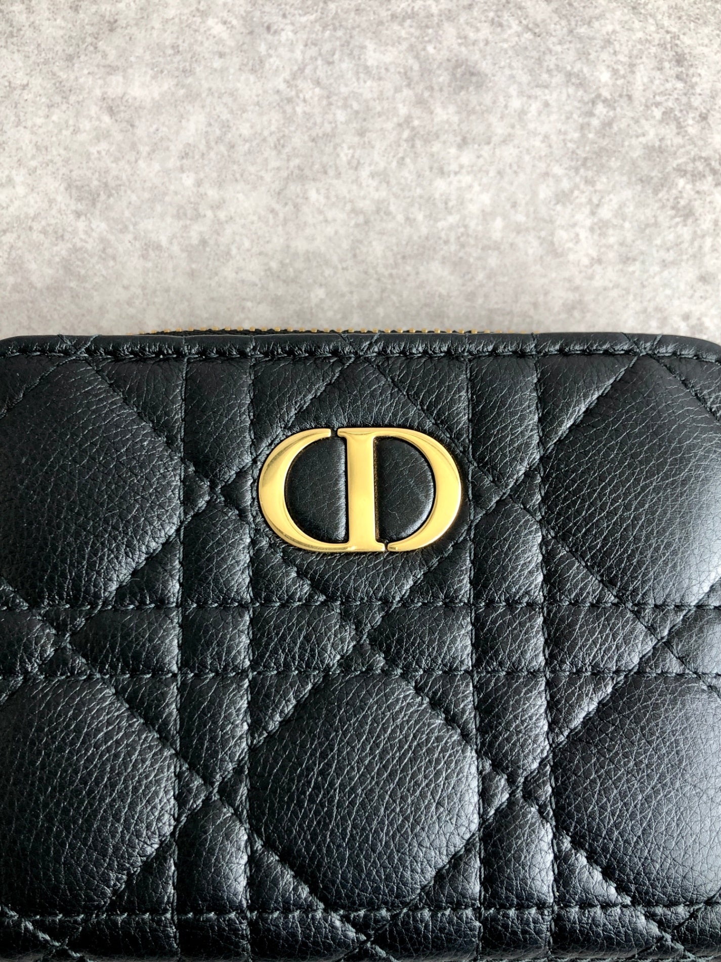 Christian Dior Cannage Folded Wallet Black Vintage j7yntp