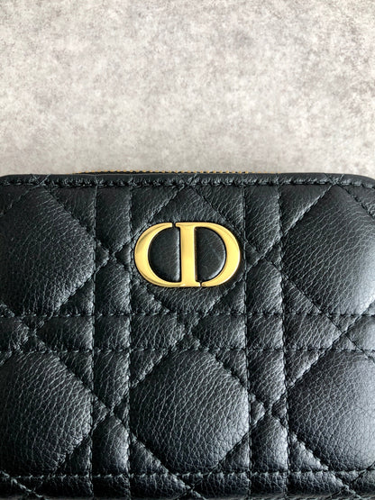 Christian Dior Cannage Folded Wallet Black Vintage j7yntp