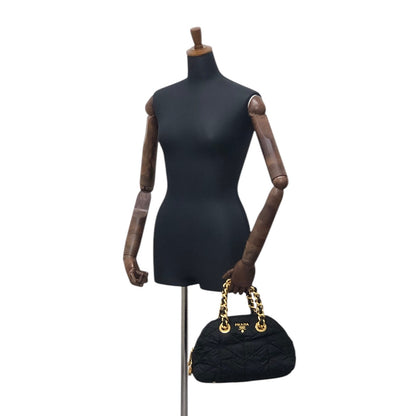 PRADA Logo Chain Handbag Black Vintage bruewc