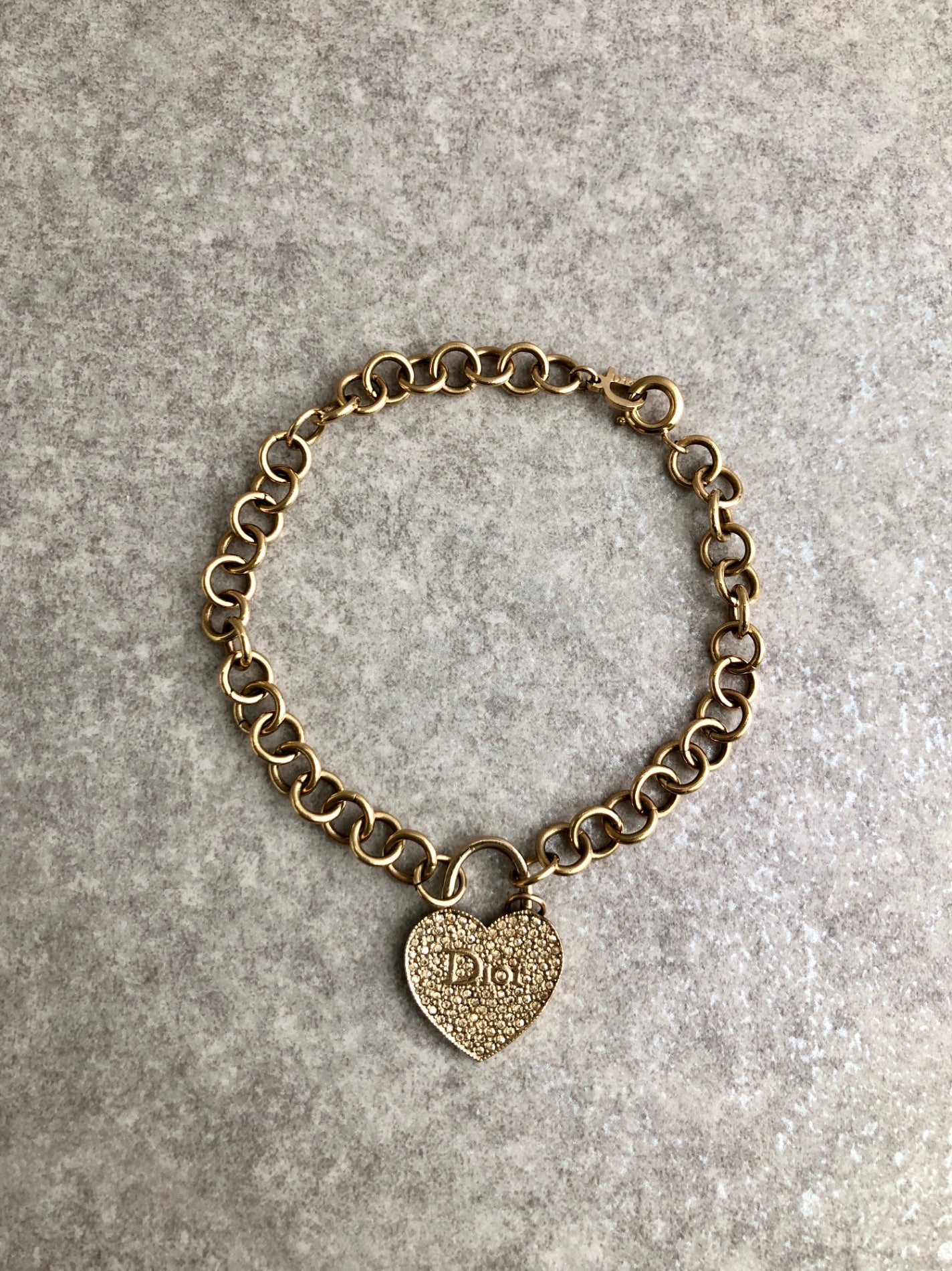 Christian Dior CD Logo Heart Bracelet Gold Vintage 8wburj