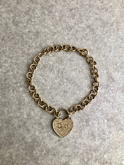 Christian Dior CD Logo Heart Bracelet Gold Vintage 8wburj