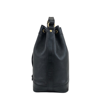 CELINE Gancini Drawstring Shoulder bag Black Vintage wya62f