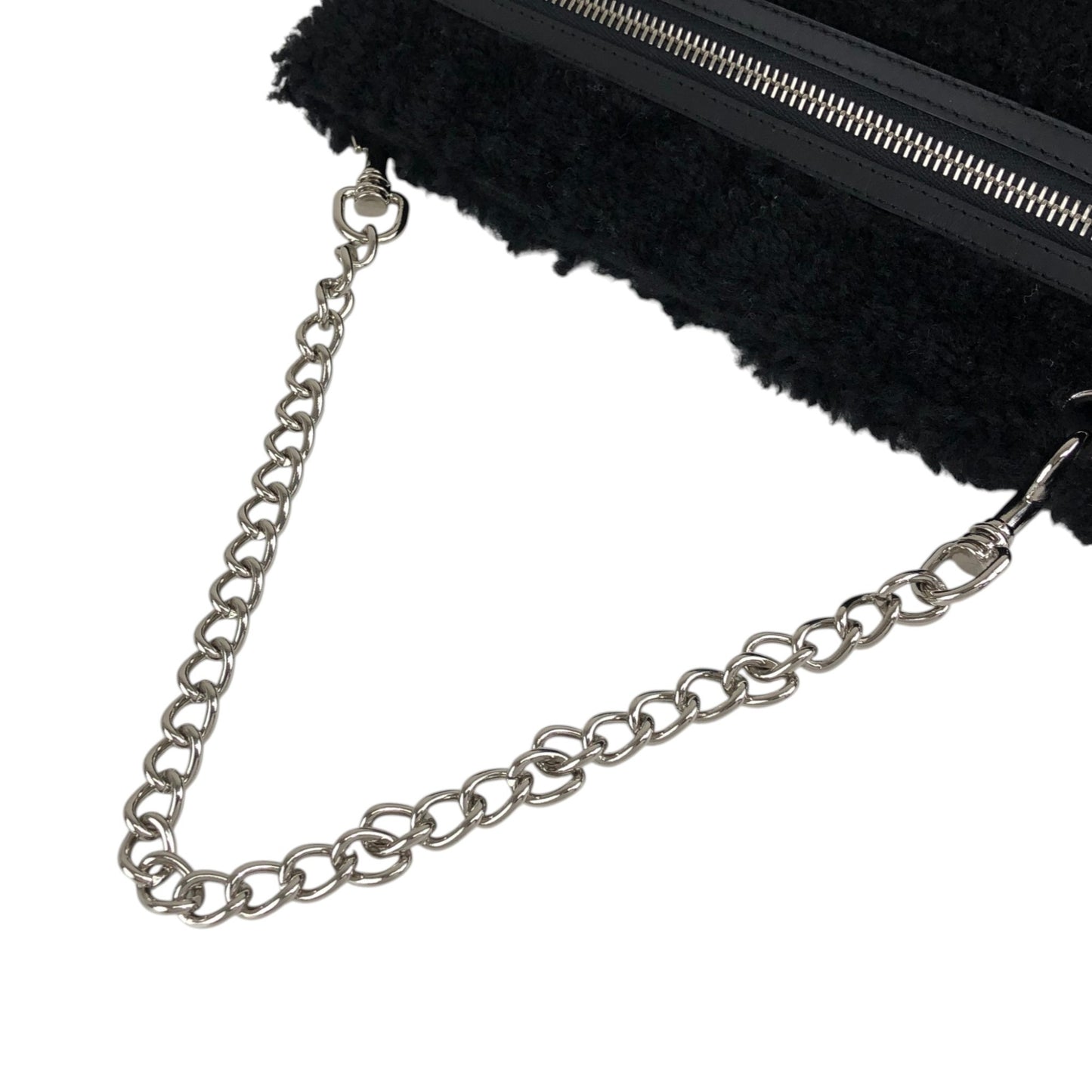 FENDI Logo Chain Handbag Black Vintage c34f5u