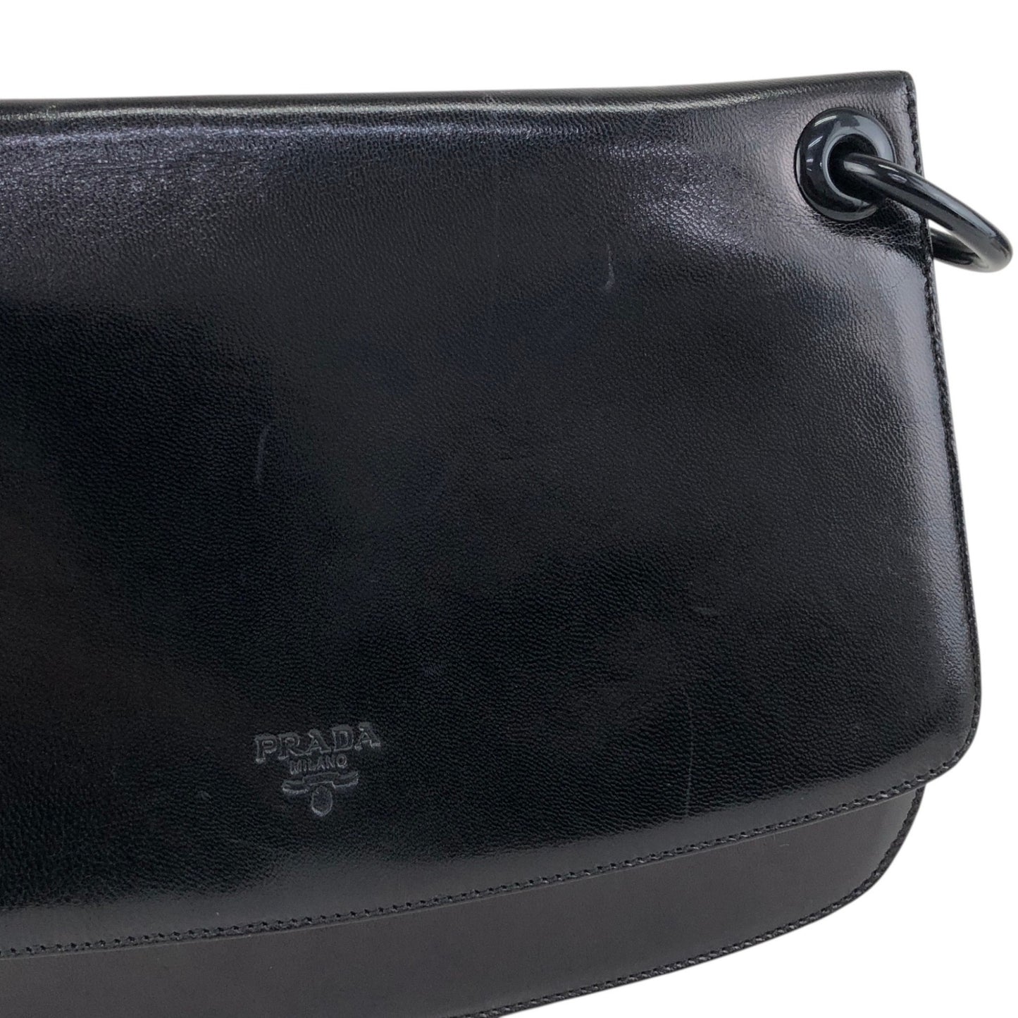 PRADA Logo Chain Shoulder bag Black Vintage vksien