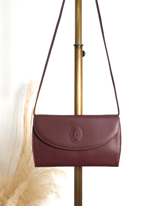 Cartier Logo Embossed Shoulder bag Bordeaux Vintage ezui2a
