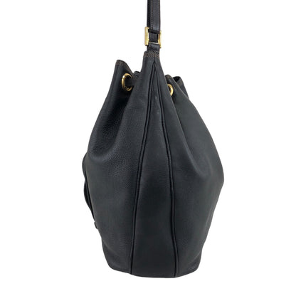 LOEWE Anagram Drawstring Shoulder bag Black Vintage xem44m