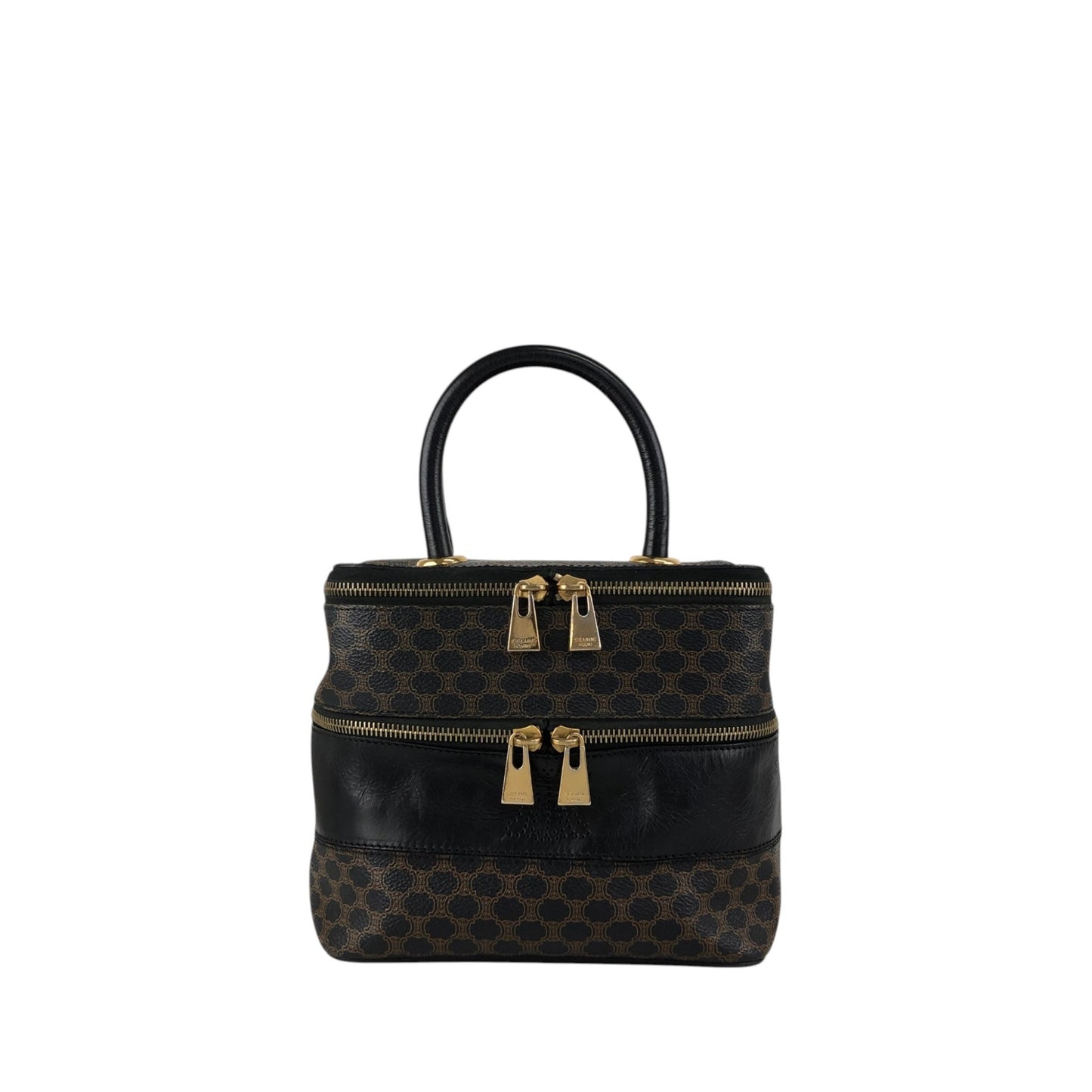 CELINE Macadam Handbag Vanity bag Black Vintage 3u4pwn