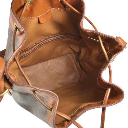 CELINE Macadam Blason Drawstring Shoulder bag Brown Vintage jpnyxd