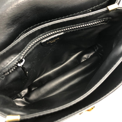CELINE Triomphe Leather Crossbody Shoulder bag Black Vintage hn5feu