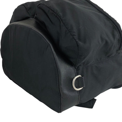 PRADA Triangle Logo Front Belt Double Pocket Backpack Black Vintage 7wppf4