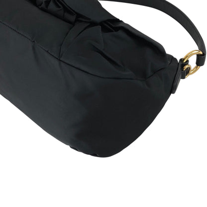 PRADA Logo Ribbon Motif Two-way Handbag Shoulder bag Black Vintage 33v85k