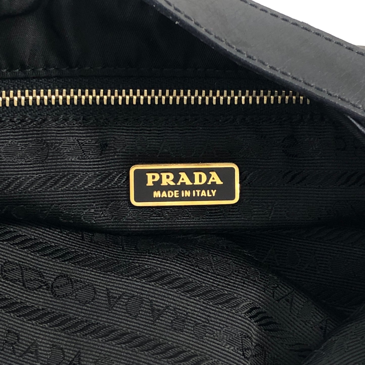 PRADA Tessuto Triangle Logo Turn Lock Shoulder bag Black Vintage 5mvw3a