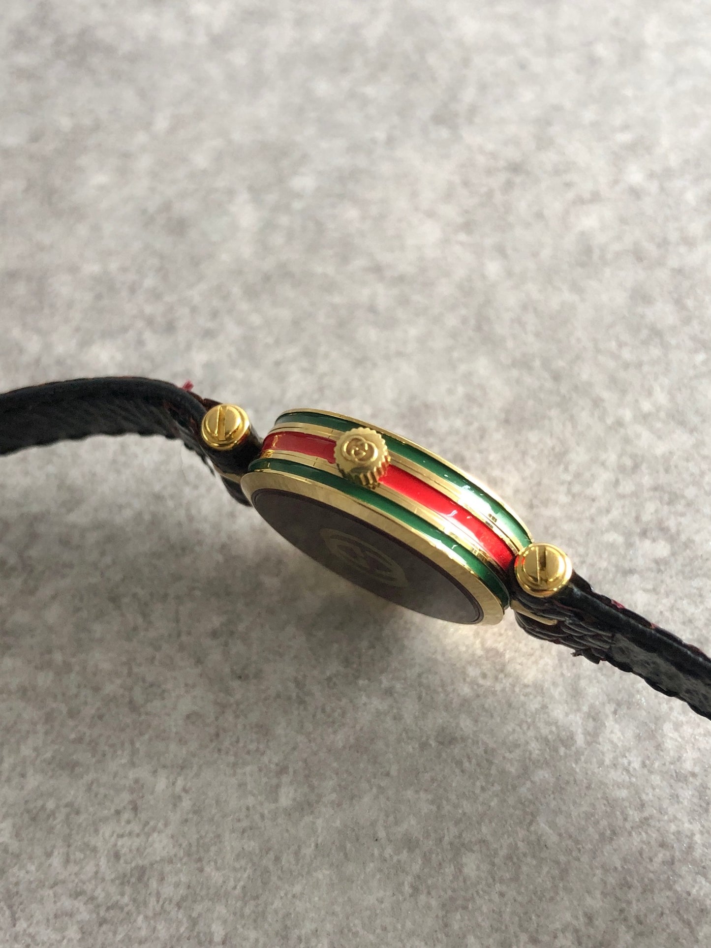 GUCCI Sherry Line Quartz Watch Gold×Red Vintage sujccz