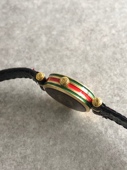 GUCCI Sherry Line Quartz Watch Gold×Red Vintage sujccz