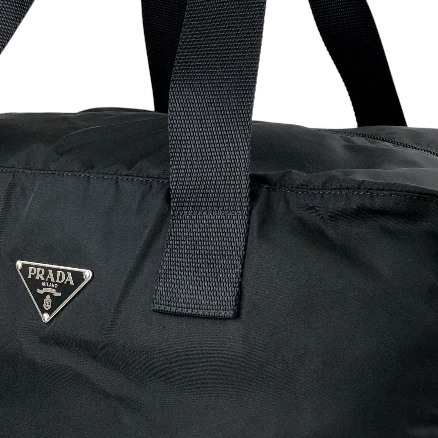 PRADA Tessuto Triangle Logo Boston bag Black Vintage utr82b