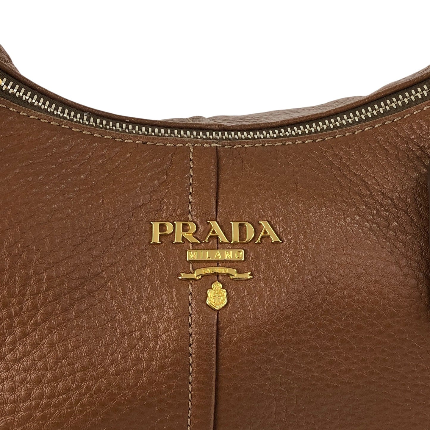 PRADA Logo Shoulder bag Hobobag Brown Vintage vbntex