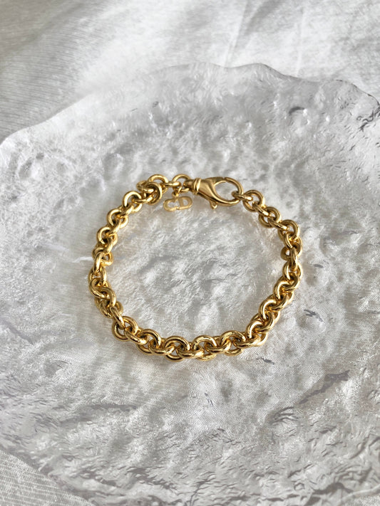 Christian Dior CD Logo Bracelet Gold Vintage sjyrym